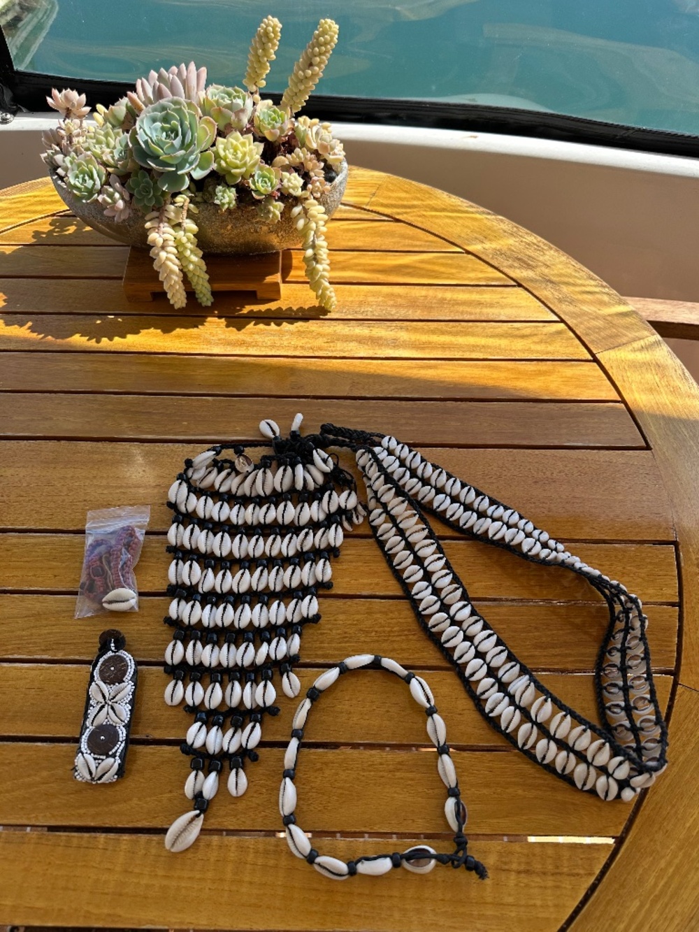 Striking Natural Cowrie Shell Statement Jewelry Set!